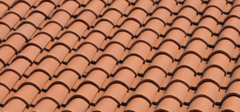 A tile slate rooftop in orange color